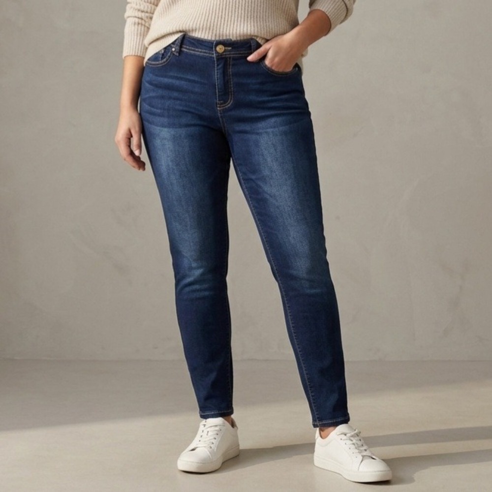 G.H. Bass Skinny Blue Jeans Womens L 12 14 Mid Rise Slim Ankle Stretch Denim
